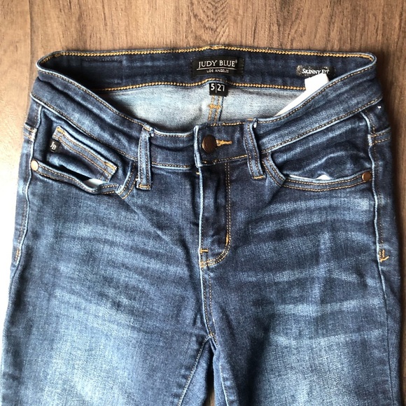 Judy Blue Jeans Skinny Fit Ankle Raw Hem 5/27 (26x22) Style#JB82110DK - Picture 3 of 9